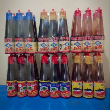 

paket reseler hemat 6pcs minyak wijen. raja rasa. kecap ikan. tiram. kecap asin. kecap inggris. kecap lada hitam. cuka