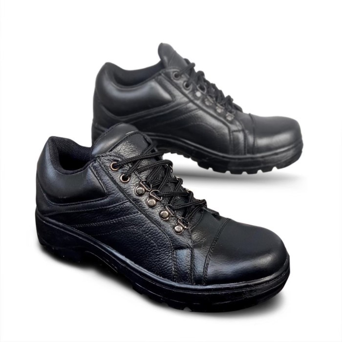 Sepatu Boot Kasual Pendek Pria Warka Safety Boot Low Kulit Black