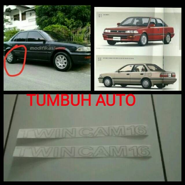 Sticker Stiker Striping Tulisan TWINCAM 16 Toyota Corolla Twincam Starlet Great Soluna all new GT
