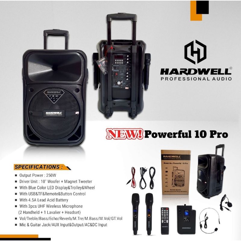 Speaker Hardwell Powerfull 10 Pro portable Aktif meeting wireless