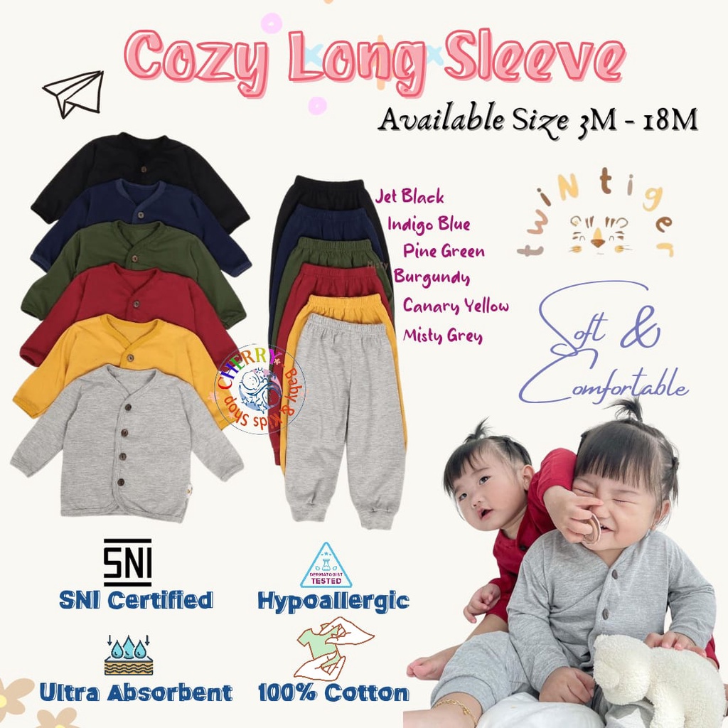 Setelan Panjang Cozy 3M-18M Twin Tiger Long Sleeve Cozy Set Setelan Piyama Panjang Anak CBKS