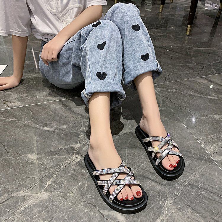 Sandal Jelly KIYOMI GLITTER Import 422-1 / Sandal Wanita Korea Tebal / Sandal Import Karet Empuk