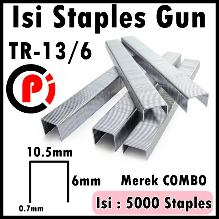 COMBO Staples Isi Stapler Tembak Gun Tacker 13/6 10.5 x 6mm isi 5000