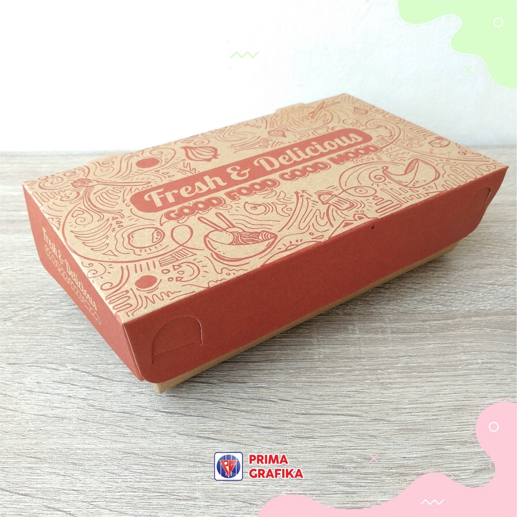 

Ready Stock Lunchbox 18x11x5 Motif Fresh Delicious - Paperbox Takeawaybox Kotak Makan
