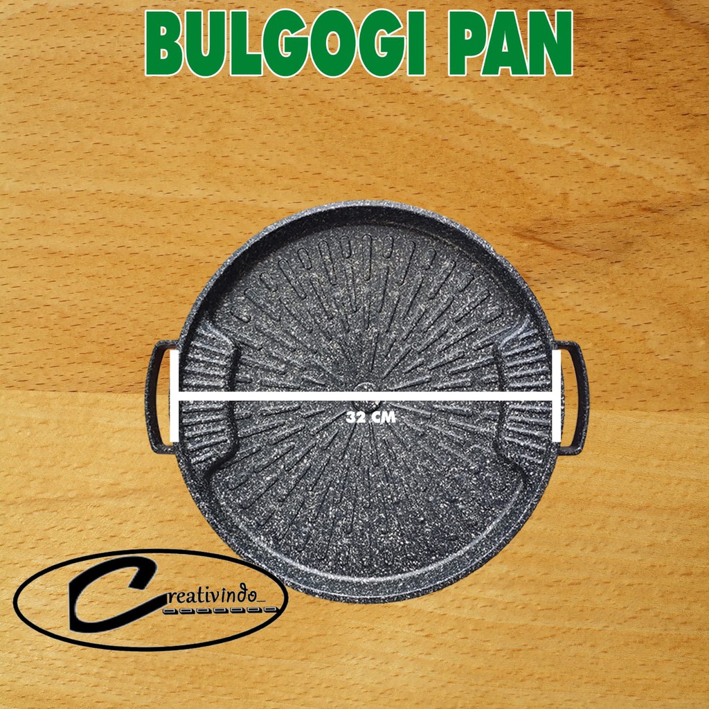 BULGOGI PAN TANPA TUTUP KACA - Bulgogi Pan 32cm Grill Marble Panggangan BBQ