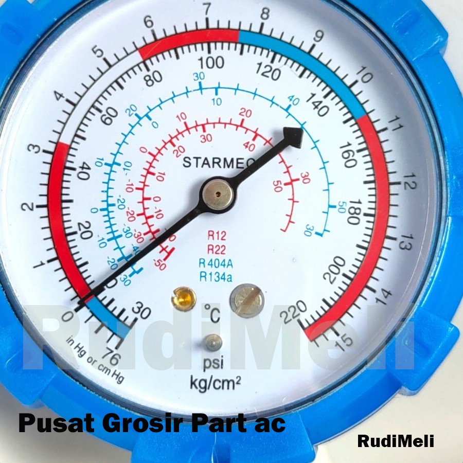 Single Manifold ALAT PENGISIAN Pr3on R22 R134 manipol 220Psi Pressure Gauge Meter Starmec PGS466LA -RUDIMELI