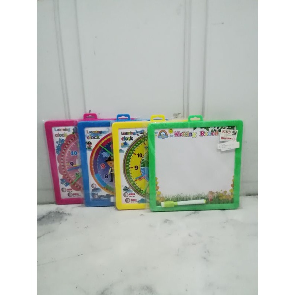 

Whiteboard Magnetic Small with Learning Timetable Clock for Kids mainan papan + jam