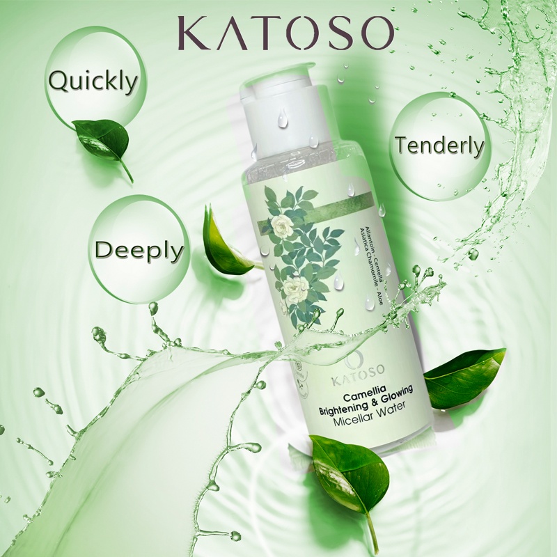 (BPOM) Katoso Camellia  + Niacinamide Brightening &amp; Glowing Whitening Deep Cleaning Pembersih Make Up Centella Aloe Facial Cleanser Micellar Water 100ML