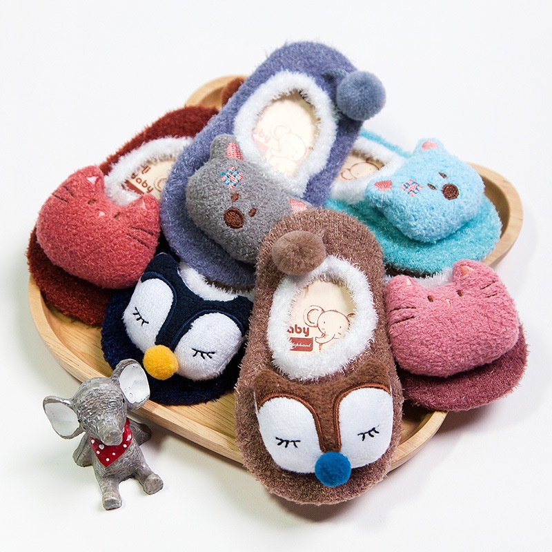 Grosir - F999 Kaos Kaki Korea Anak / Sepatu Prewalker / Kaos Kaki Bulu Lembut Motif Animal / Baby Socks