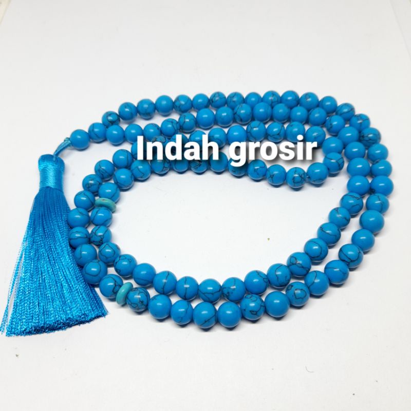 TASBIH BATU PIRUS BIRU 8MM 99BUTIR ORIGINAL