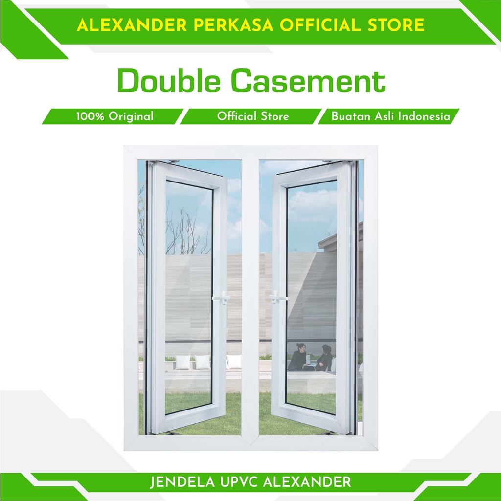 UPVC ALEXANDER WINDOW JENDELA UPVC DOUBLE CASEMENT SINGLE HANDLE TRANSMISSION 120X100 CM