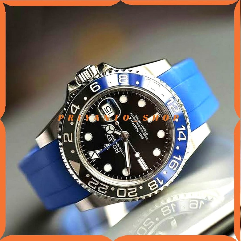 Tali jam Tangan Rubber B Rolex 20mm Free Buckle Bonus Remover Premium