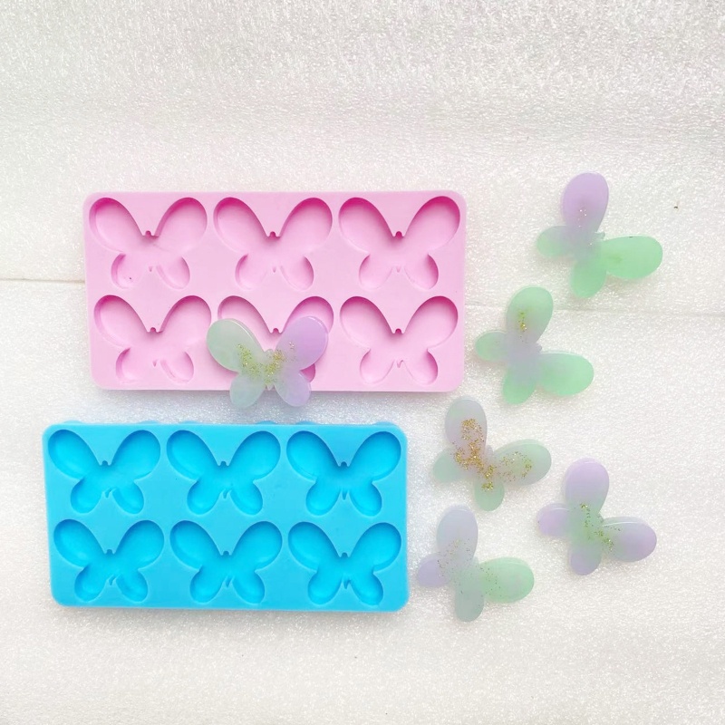 Siy 3pcs Cetakan Silikon Bentuk Kupu-Kupu Clover Shamrock Untuk Membuat Perhiasan DIY