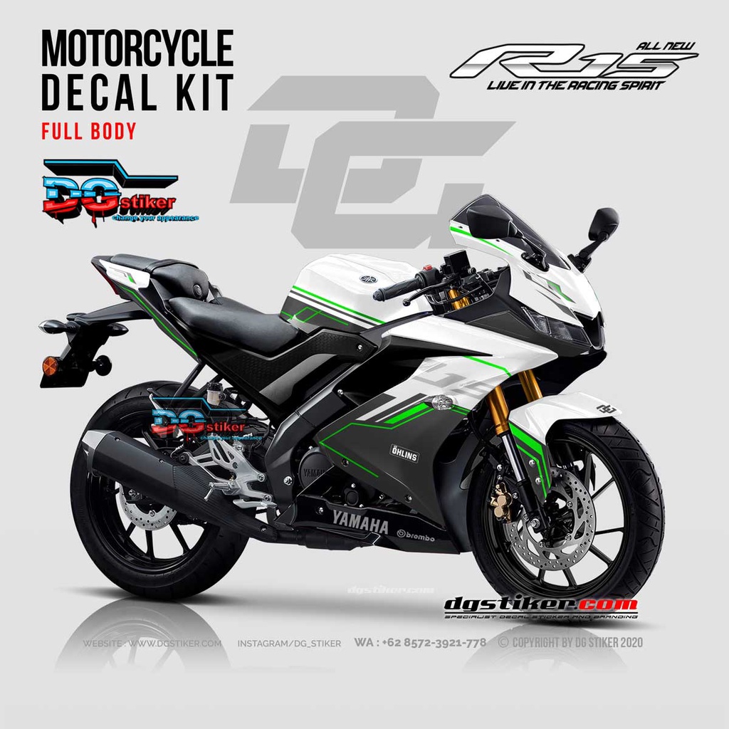 Decal Striping R15 V3 Putih Hitech Line