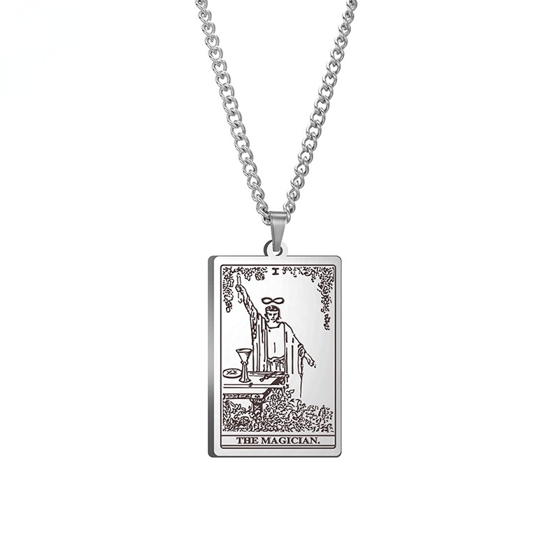 Kalung Rantai Panjang 60MM Desain Tarot Seri 2 Bahan Stainless Steel
