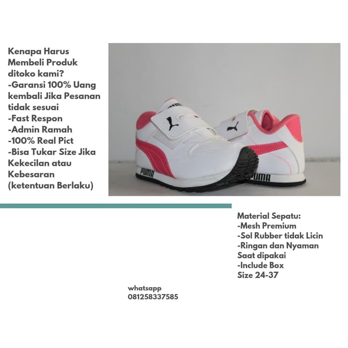 TERNEW SEPATU SEKOLAH ANAK SNEAKERS KETS PUMA 1 - 24- PUTIH KEREN