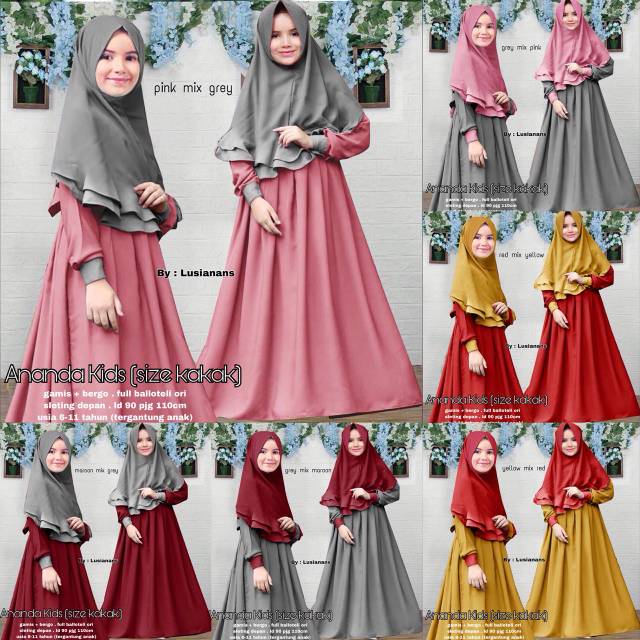Ananda kids gamis bergo set anak original