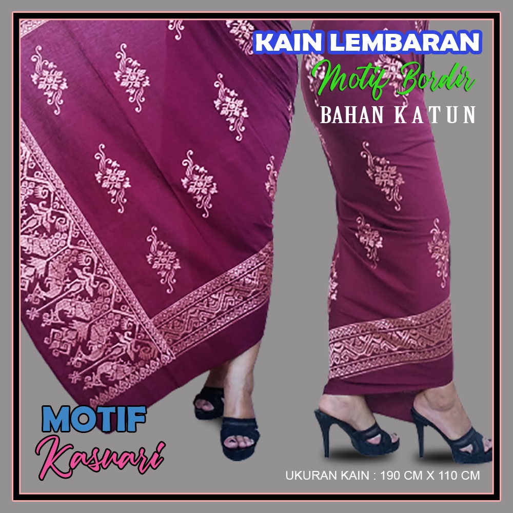 Kain Kamen Rok Pakaian Lilit Songket Saput Udeng Bordir Adat Bali Bawahan Kebaya Wanita Pria Murah-Kain Maroon
