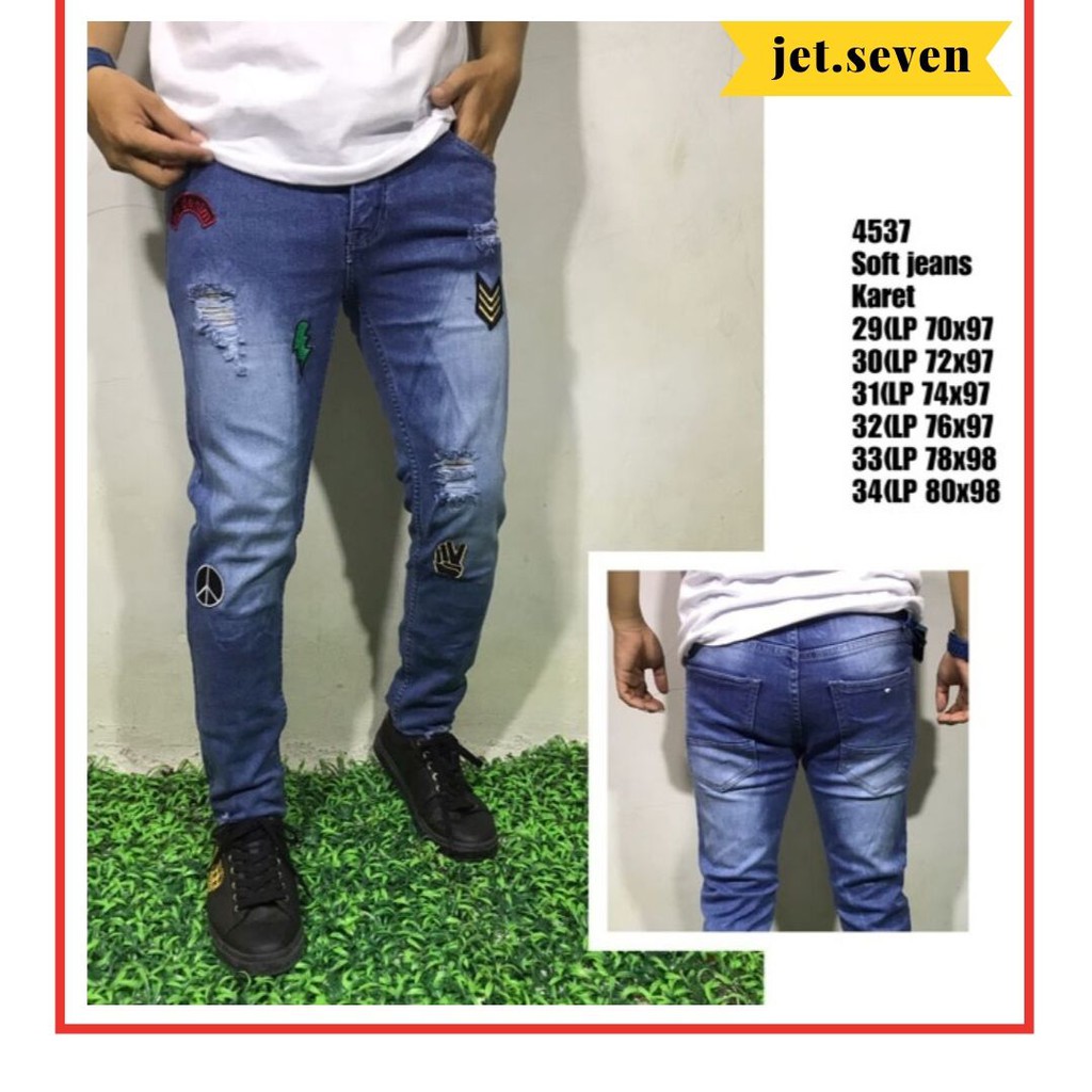  CELANA  JEANS  PRIA BORDIR  CELANA  SOBEK  PRIA 4537 J7 