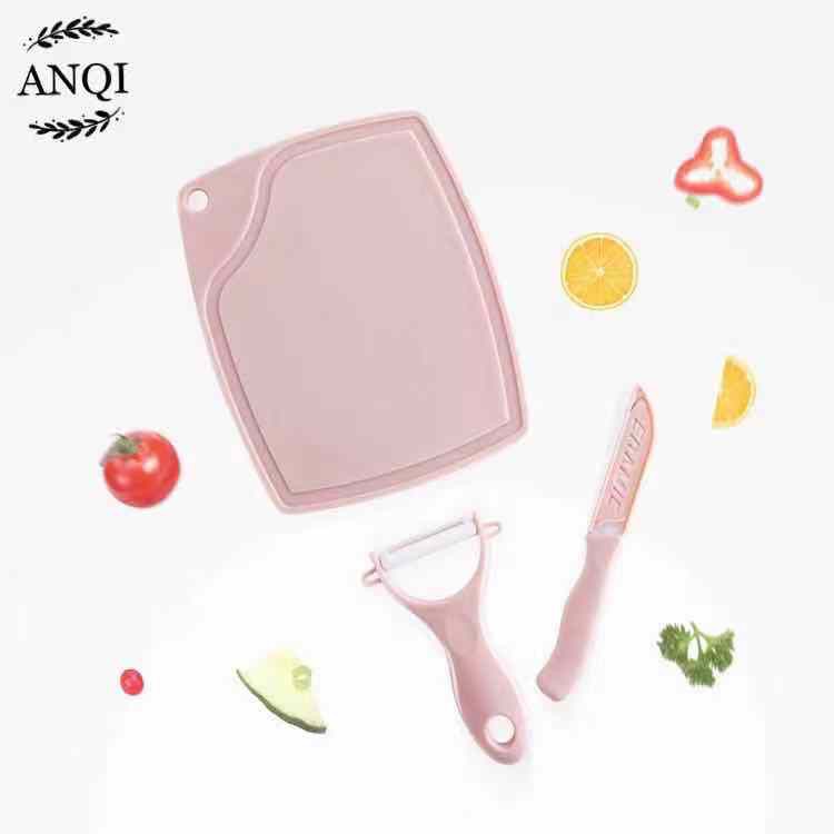 ANQI 1888 Pisau Set Keramik 3 in 1 Talenan Set Knife Set Peeler Buah / RH-2252