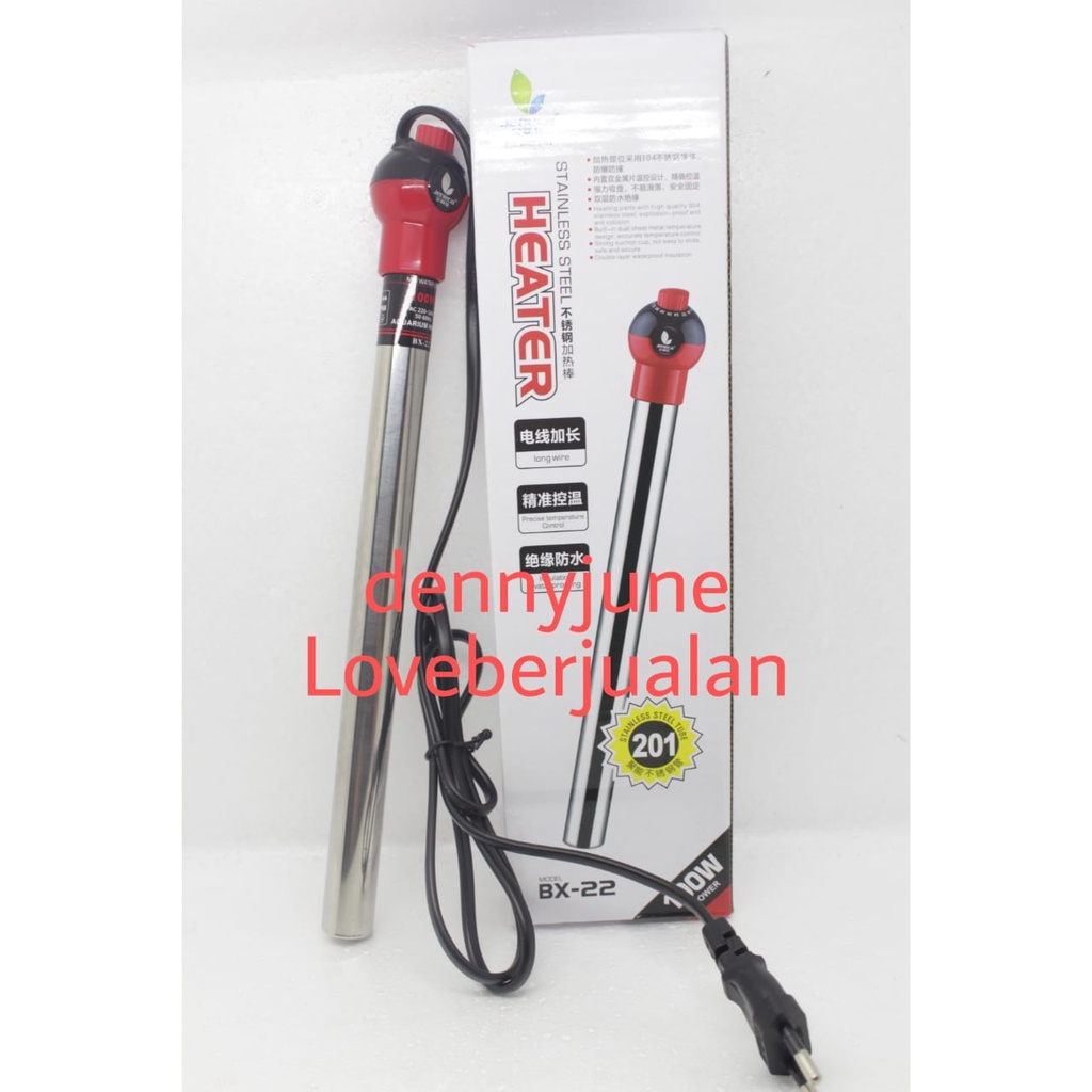 JENECA Heater Stainless 50watt 50w 50 watt Pemanas Aquarium Besi BX22