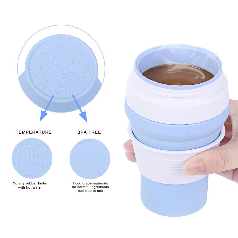 Gelas Lipat Tumbler Cup Silicone Multifungsi  / Collapsible Foldable Coffee Cup 550 ML