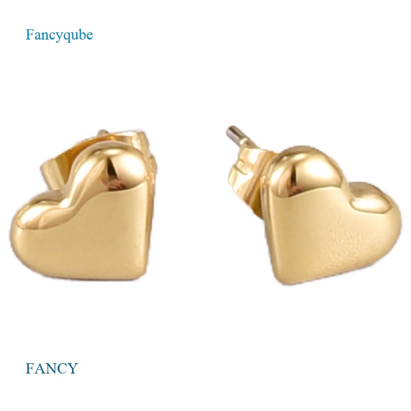 Anting Tusuk Bentuk Hati Bahan Tembaga Hypoallergenic Untuk Wanita