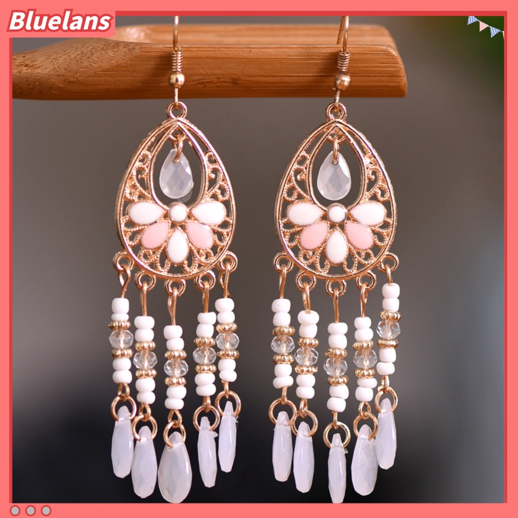 1 Pasang Anting Kait Model Rumbai Panjang Gaya Bohemian Vintage Untuk Pernikahan