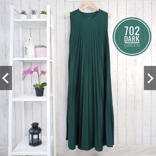 BD 702 - GAMIS PLISKET XL HYGET TANGAN BUNTUNG KUNTUNG MURAH POLOS MUSLIMAH MAXY DRESS PANJANG