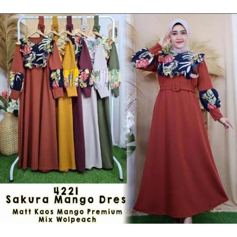 Gamis Sakura Rajut Mango Import Premium ( Busui + Belt )