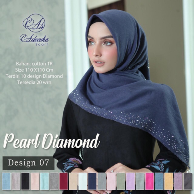 NEW ISI 10 PCS Segiempat Pearl Diamond Adeeva Swarovski Cotton JILBAB HIJAB PUSAT KULAKAN