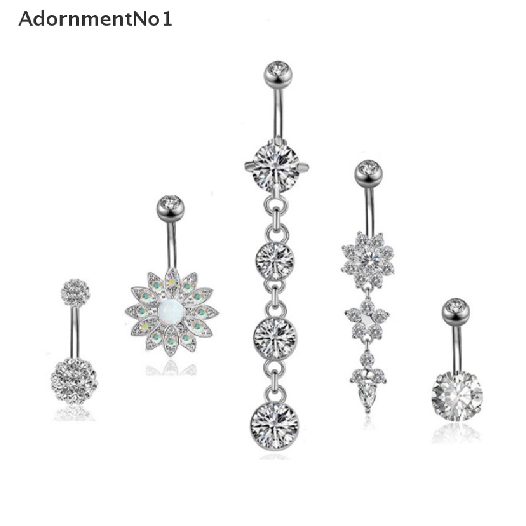 (AdornmentNo1) 5pcs / Set Anting Tindik Pusar Bahan Surgical Steel Untuk Wanita