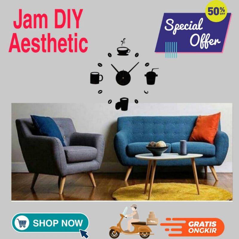 Dekorasi Jam Dinding Tempel Tembok DIY 3d Unik Wall Desaign Besar Minimalis Aesthetic Murah