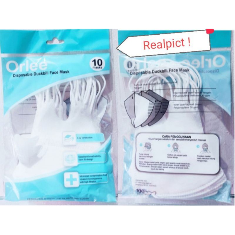 Masker Duckbill 3ply 3 Ply Duckbil Earloop Kepala Nyaman Dipakai Murah Cod Isi 10 Pcs