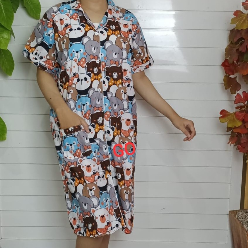 gof DST DASTER/DRESS Pakaian Wanita Lengan Pendek Casual Santai Motif Original Bagus Lengan Pendek