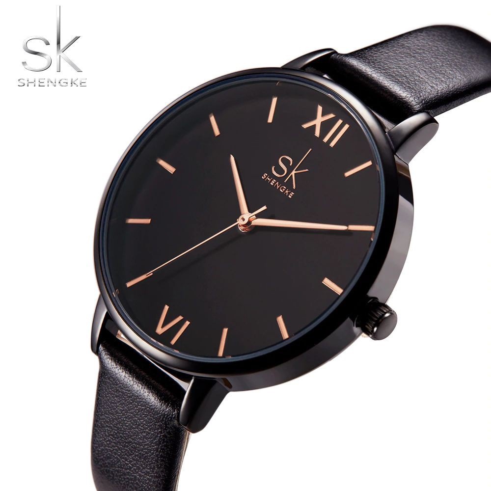 SHENGKE 0039 Jam Tangan Wanita Analog Tali Kulit WK-SBY