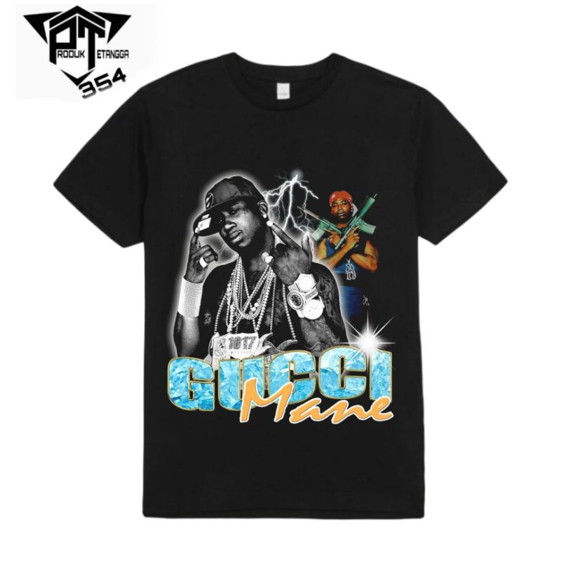 KAOS BAJU GUCCI MANE  RAP TEE - TSHIRT OVERSIZE RAPPER VINTAGE - PRIA HITAM WANITA DEWASA 24S