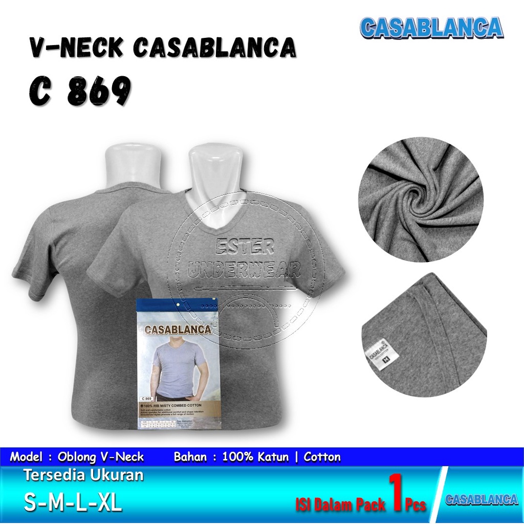 CASABLANCA Kaos Oblong Pria Dewasa V-Neck C 869 Isi-1