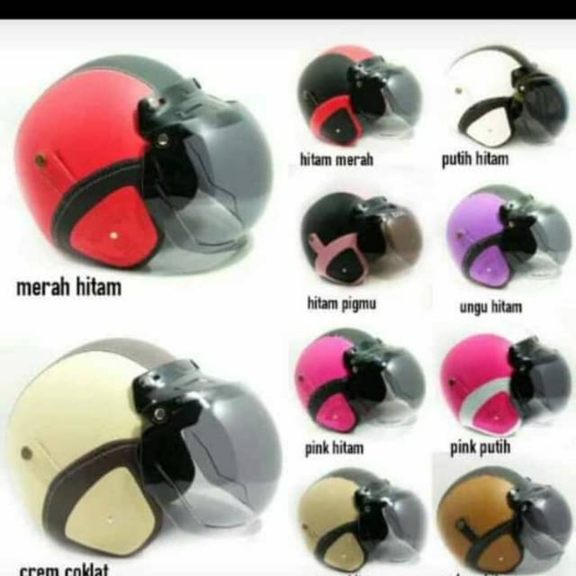 Helm dewasa motif dua warna model bogo retro klasik retro klasik
