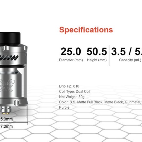 DEAD RABBIT V3 RTA 25MM - AUTHENTIC 100% BY HELLVAPE