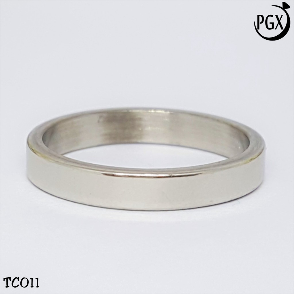 PGX Cincin Titanium Couple Silver Aksesoris Fashion Perhiasan Anti Karat - TC011