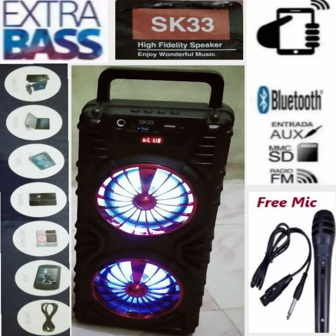 SPEAKER KARAOKE BLUETOOTH SK33 PLUS MIC KARAOKE SK 33