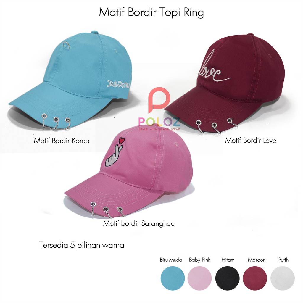 TOPI ANTING RING BESI BORDIR SARANGHEO TOPI ANTING KOREA TOPI KOREA TOPI KPOP TOPI TINDIK TOPI GAUL