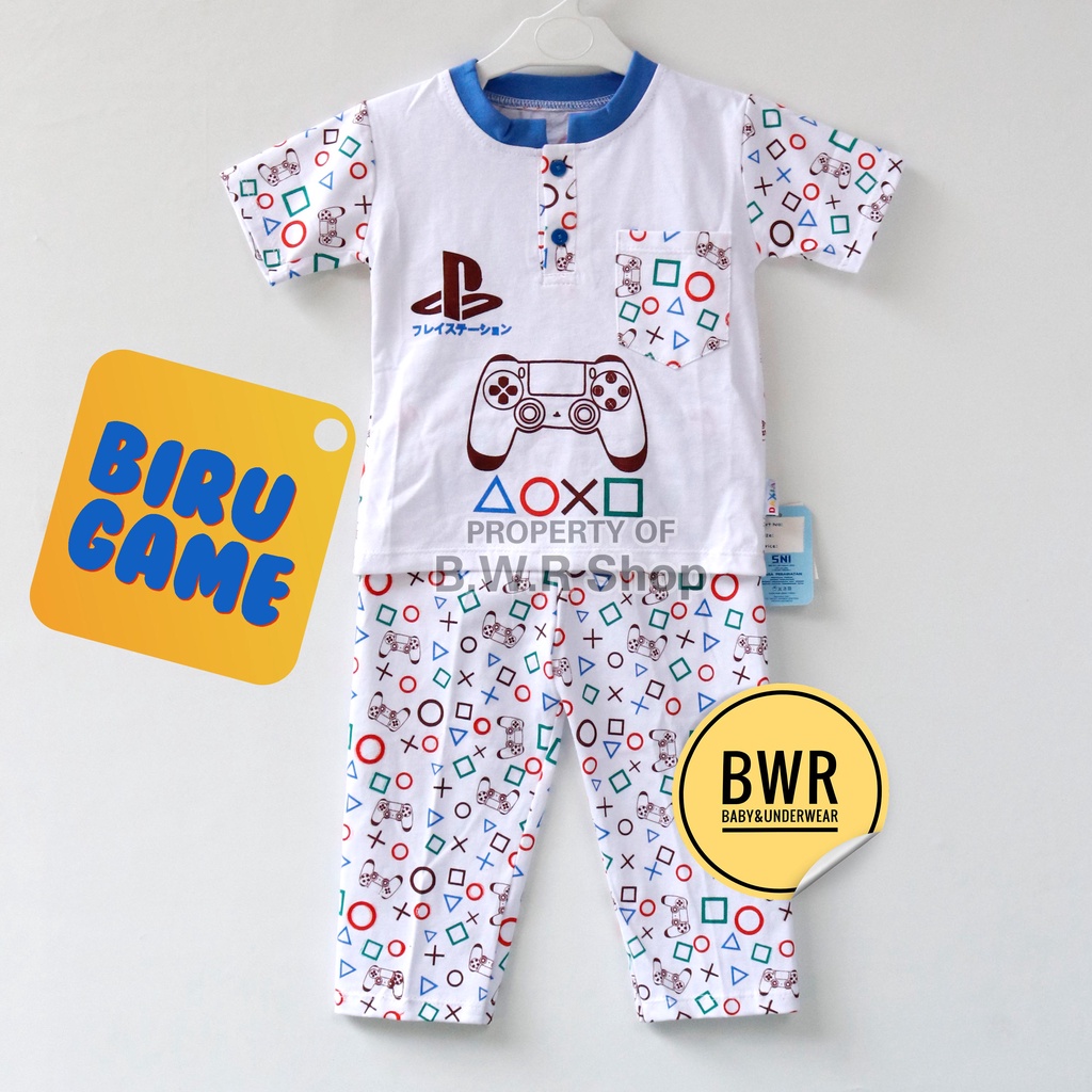 Setelan CPR DAXIA Game PS / Piyama Anak Unisex 1-2 Tahun Kaos + Celana Cpr | Bwr IX