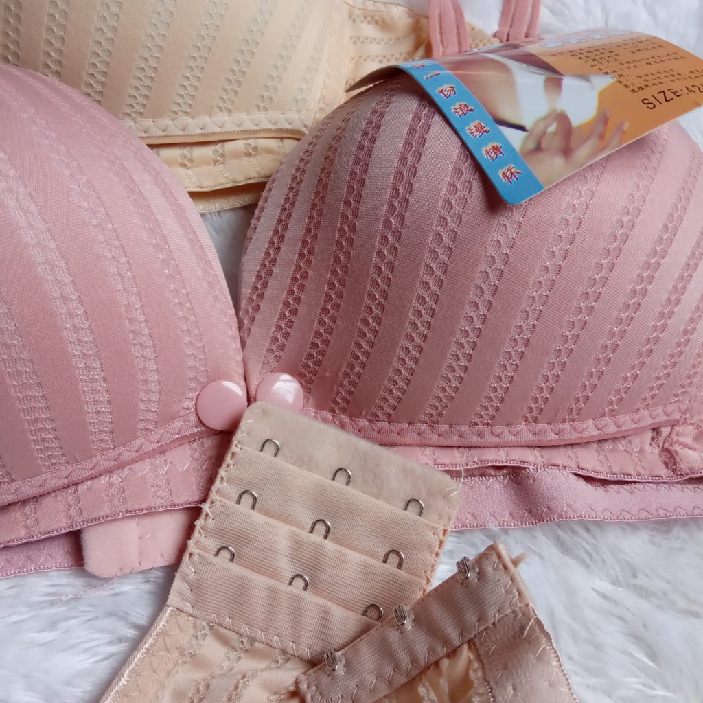 Bra menyusui bh maternity size 36-42 kancing depan cup B motif polka / salur warna pastel