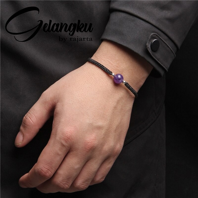 Gelang Ku Purple Stone On Shambala Black