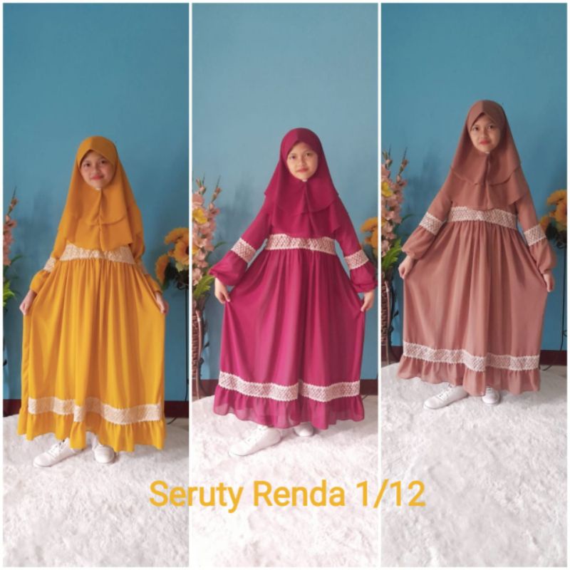 Gamis Anak Bahan Ceruti best seller Gamis Danik anak kerudung gamis renda Ceruti