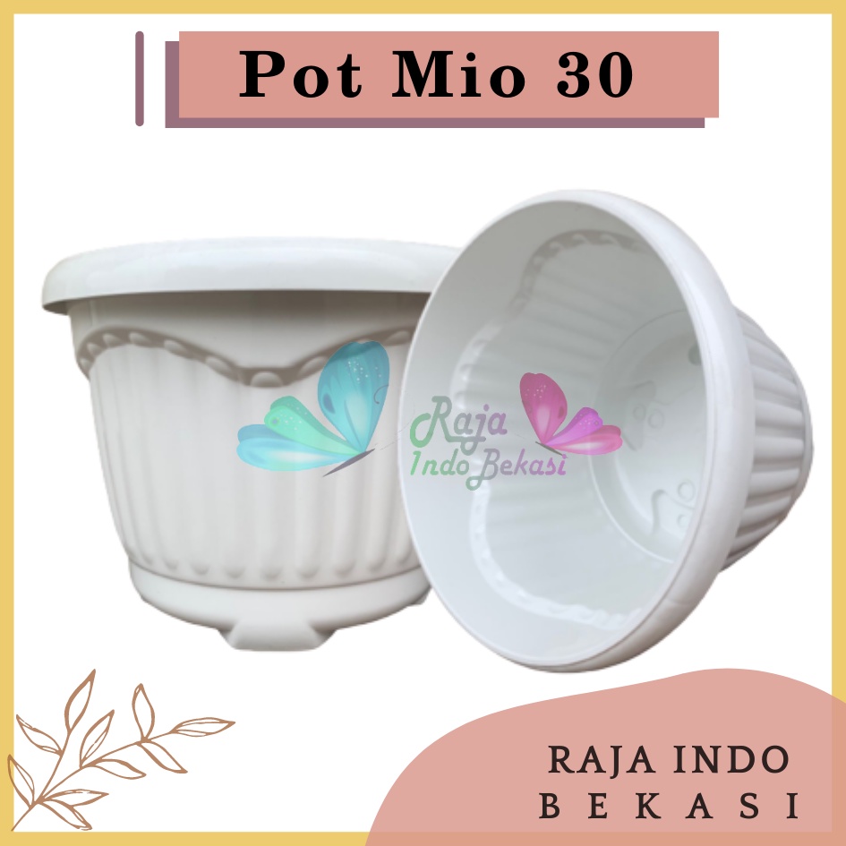 Pot Shallom Mio 30 Putih Pot Bunga Plastik Tebal Murah Besar Kuat Motif Model Belimbing 30 cm Putih Hitam Selusin Lusinan Tebal - SHALLOM MIO 30 pot bunga bulat besar tebal murah