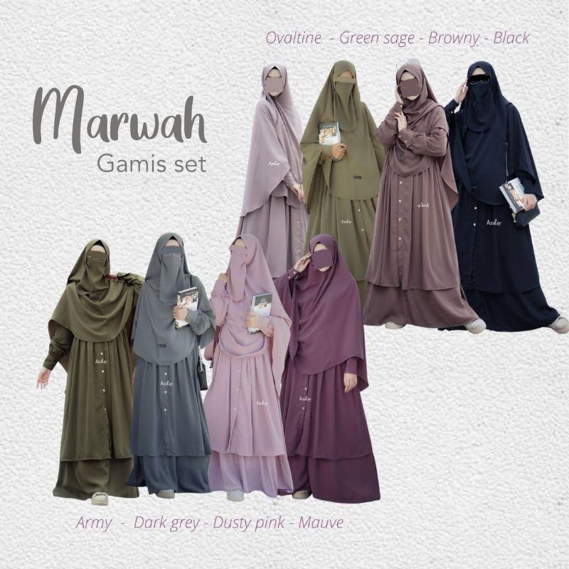 Ready Gamis Marwah set bergo Azda bisa COD