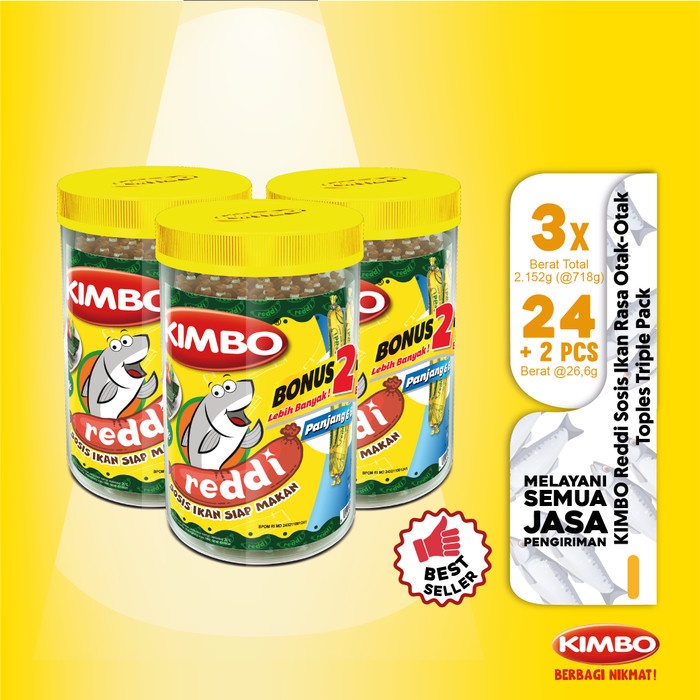 

Instant-Camilan- Kimbo Reddi Sosis Ikan Rasa Otak-Otak Toples Triple Pack -Camilan-Instant.